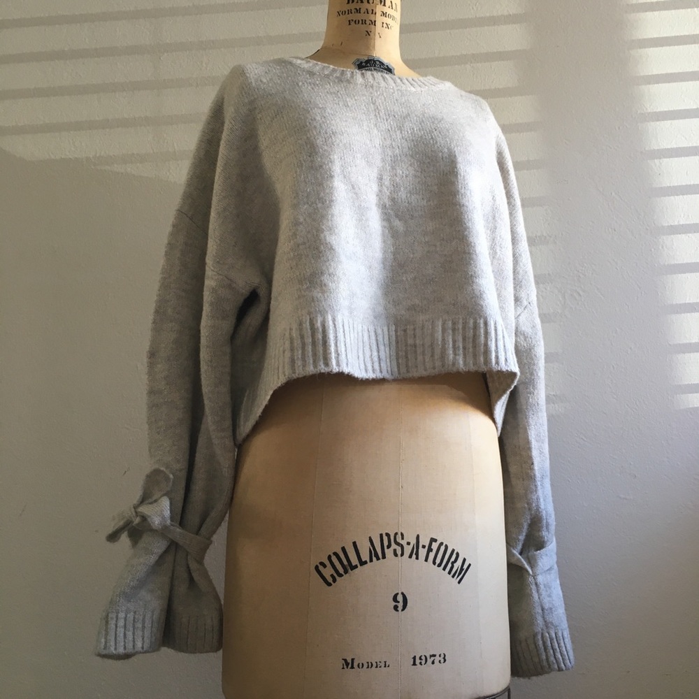 Forever 21 Boxy Natural Sweater with sleeve ties